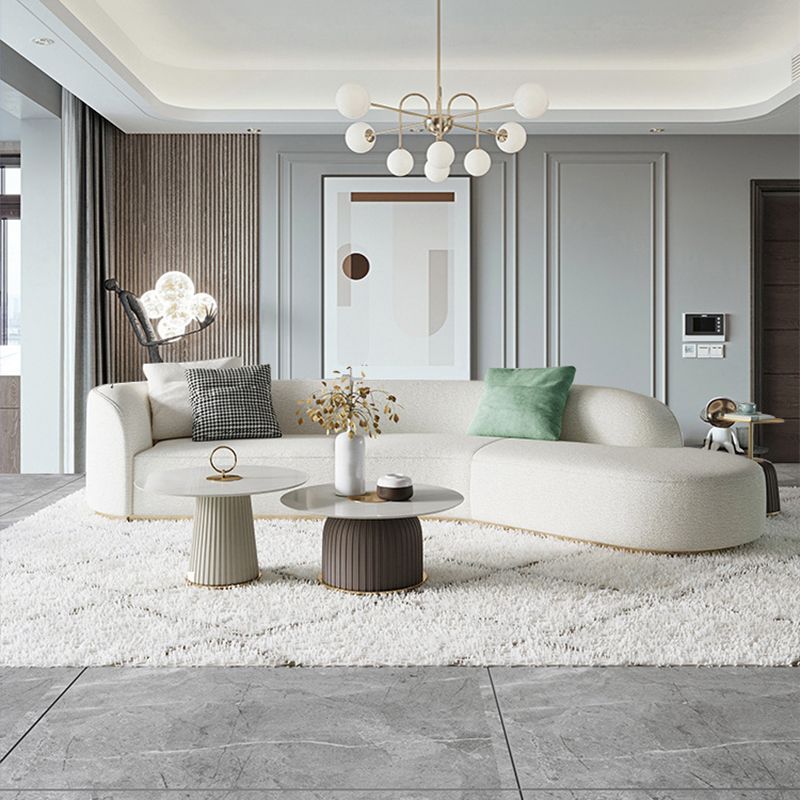 Scandinavian Curved Sectional Sofa Sloped Arm Sofa & Chaise with 3 Pillows Clearhalo 'furn' 'furn_sectionals' 'Furniture' 'Living Room Furniture' 'Sectionals' 1200x1200_2378a4ee-c01e-4325-b3f8-af231f303236