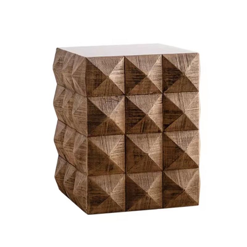 French Country Distressed Wood Sofa Side Accent Table in Brown