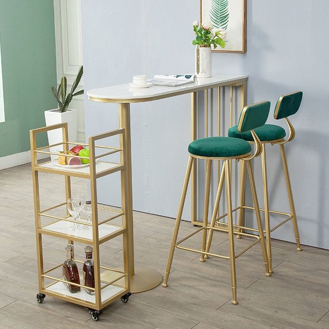 Glam White Faux Marble Pub Bar Table Indoor Iron Bar Dining Table with Double Pedestal Clearhalo 'Bar Furniture' 'Bar Tables' 'bar_tables' 'furn' 'furn_bar_tables' 'Furniture' 'furniture_bar_tables' 'Kitchen & Dining Furniture' 'kitchen&dining_furn' 'kitchen' 1200x1200_2379b5d3-e6fc-4f2d-8bb9-75f980c0f352