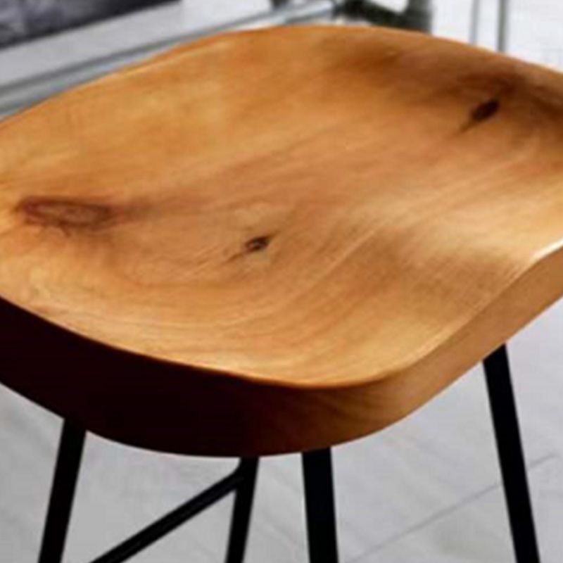 Taburete de bar de estilo industrial, taburete de bar de madera con patas de metal para el hogar
