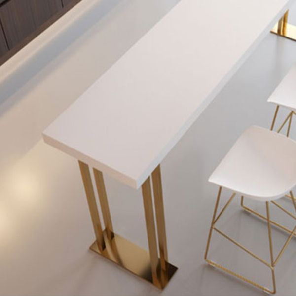 Glam Rectangle Indoor Bar Dining Table White Wood Bistro Table with Sled Pedestal Clearhalo 'Bar Furniture' 'Bar Tables' 'bar_tables' 'Furniture' 'furniture_bar_tables' 'Kitchen & Dining Furniture' 'kitchen&dining_furn' 'kitchen' 1200x1200_237a204a-66a6-43c0-978e-a62a6beacf36