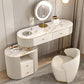 Beige Vanity Dressing Table Set Glossy Finish Dresser with Wood Drawers