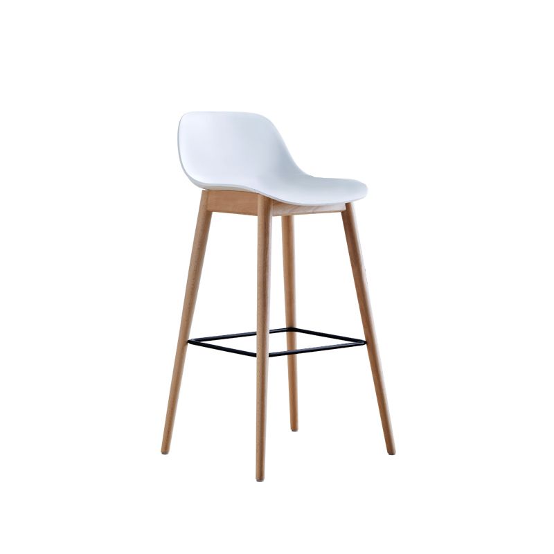 Contemporary Acrylic Backrest Counter High Stool with Wooden Base