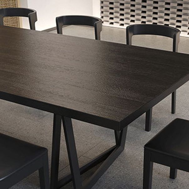 Industrial 1/2/7/9 Pièces Rectangle Ensemble de salle à manger en bois massif Table de table à manger en noir ensemble en noir