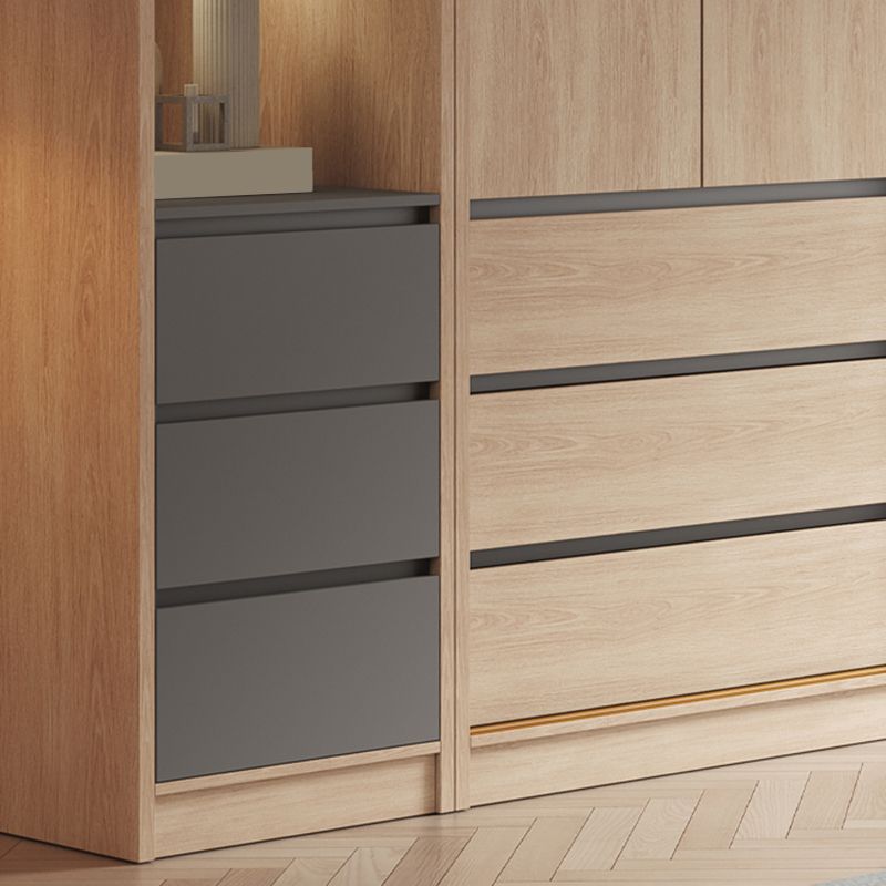 Armadio a porte scorrevoli in vetro contemporanea guardaroba in legno naturale con cassetti