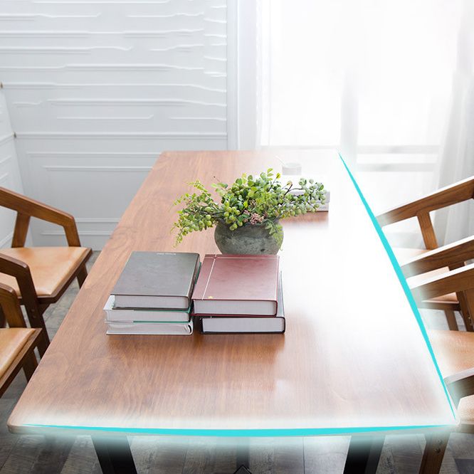 Pine Wood Top Dining Table Rectangle Industrial Table with Trestle Base Clearhalo 'Dining Tables & Seating' 'Dining Tables' 'dining_table' 'Furniture' 'furniture_dining_table' 'Kitchen & Dining Furniture' 'kitchen' 'kitchen_dining_table' 1200x1200_237fc42d-da02-45de-8c84-9f38f2f33e90