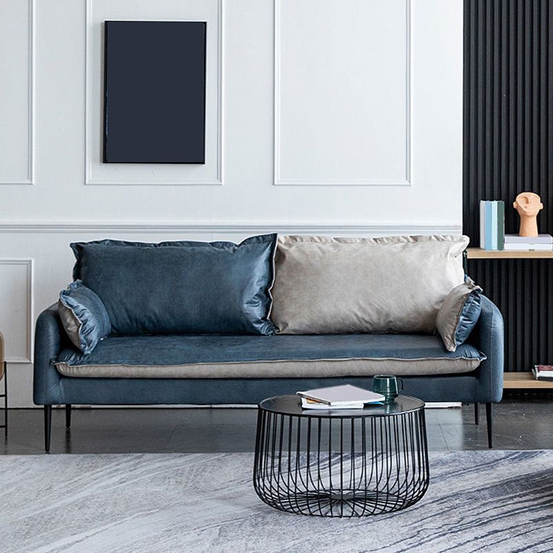 Contemporary Faux Leather Sofa Square Arm Couch with Pillows Clearhalo 'furn' 'furn_sofas' 'Furniture' 'furniture_sofas' 'Living Room Furniture' 'Sofa' 'sofas' 1200x1200_23816566-2e17-4785-846c-f850434febad