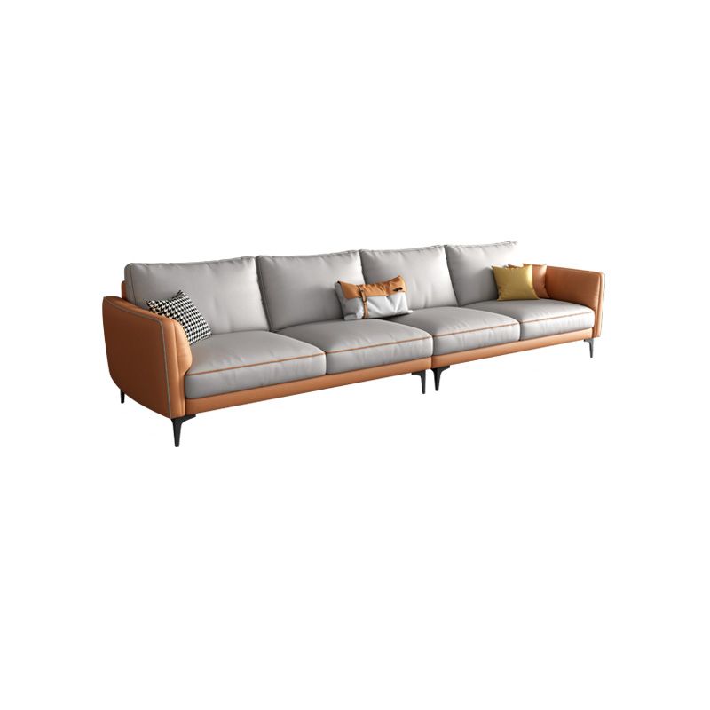Standard Faux Leather Contemporary Back Settee Couch with Pillows