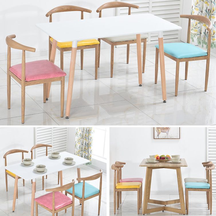 Modern Style Kitchen Leather Dining Chair Ladder Back Side Chair of 16" Wide with Metallic Base Clearhalo ' kitchen&dining_furn' 'Dining Chairs' 'Dining Tables & Seating' 'dining_chair' 'furn' 'furn_dining_chair' 'Furniture' 'furniture_dining_chair' 'Kitchen & Dining Furniture' 'kitchen' 1200x1200_2384bf2b-616e-4009-a05e-6252e4a9f545