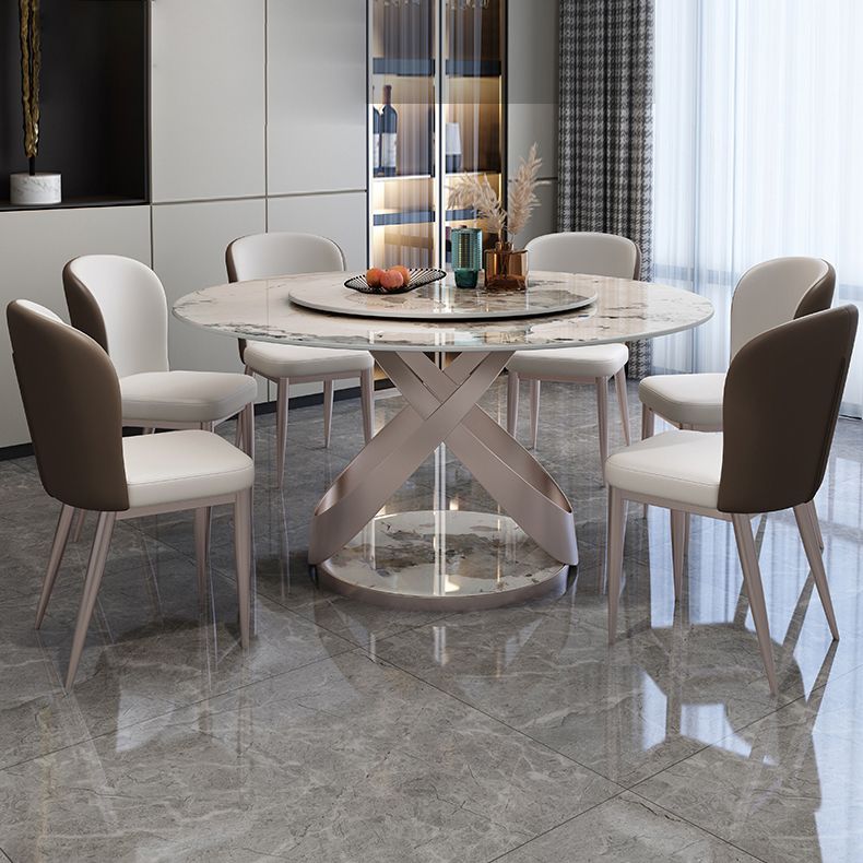 Luxury Round Furniture Stone Dining Room Collection with Turntable Clearhalo ' dining_table' 'Dining Tables & Seating' 'Dining Tables' 'furn' 'furn_dining_table' 'Furniture' 'furniture_dining_table' 'Kitchen & Dining Furniture' 'kitchen&dining_furn' 'kitchen' 'kitchen_dining_table' 1200x1200_2385ebca-ee20-44eb-9767-7f6d9bc5c75f