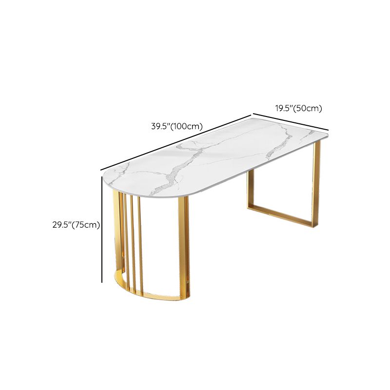 Bureau de bureau Glam Stone 29.53 pouces de haut avec base en métal