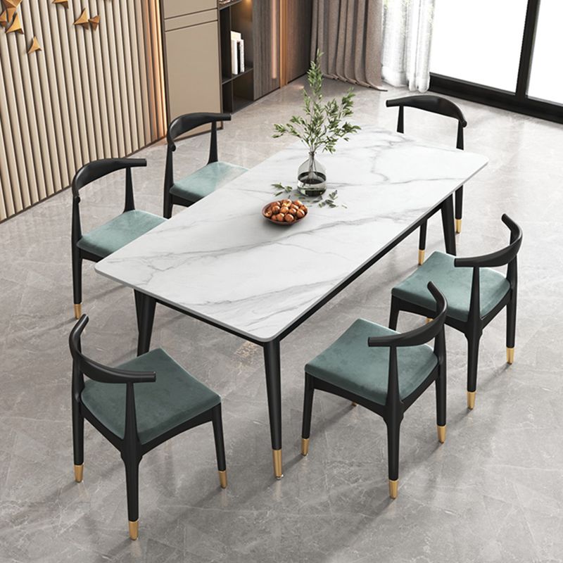 Sintered Stone White Dining Table Glam Style 4 Legs Table for Dining Room Clearhalo ' dining_table' 'Dining Tables & Seating' 'Dining Tables' 'furn' 'furn_dining_table' 'Furniture' 'furniture_dining_table' 'Kitchen & Dining Furniture' 'kitchen&dining_furn' 'kitchen' 'kitchen_dining_table' 1200x1200_238659f0-14e4-4c6c-add6-51685278066b