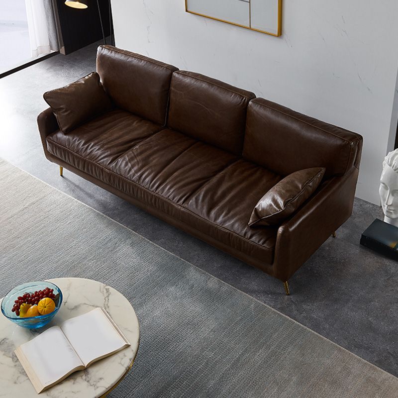 31.88 "Sofá de alto sofá contemporáneo de cuero con brazo cuadrado con cojines