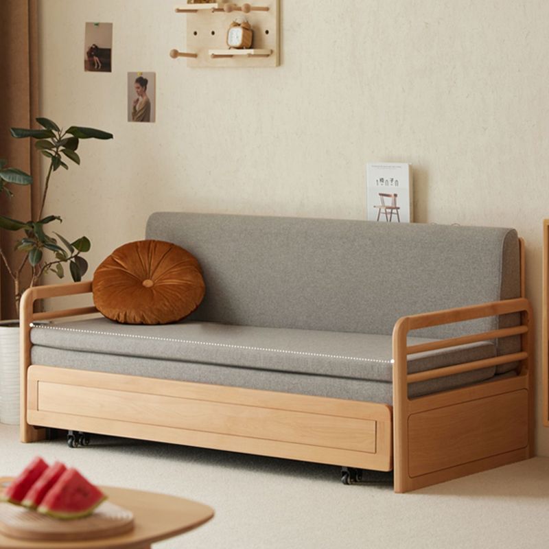 Sofá de madera maciza escandinava Futón de tela extraíble Sofá