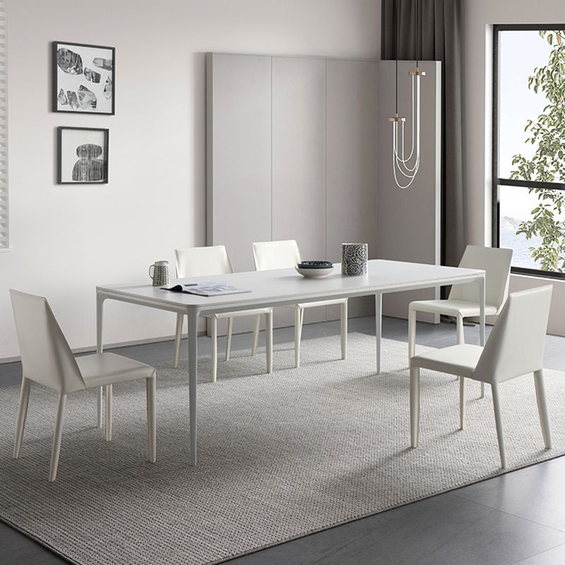 Simple White Kitchen Dining Table Sintered Stone Standard Dining Table with 4 Legs Base Clearhalo ' dining_table' 'Dining Tables & Seating' 'Dining Tables' 'Furniture' 'furniture_dining_table' 'Kitchen & Dining Furniture' 'kitchen&dining_furn' 'kitchen' 'kitchen_dining_table' 1200x1200_2389861d-77f1-49b4-9778-2eb214655c9d