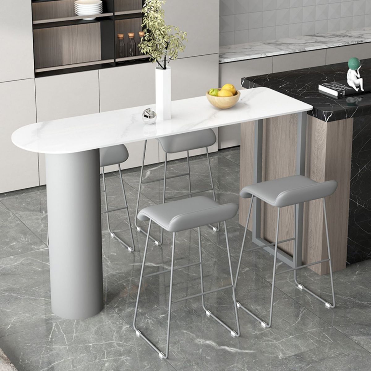 Ensemble de tabouret et Table de Bar modernes en pierre frittée, 1/2/5 pièces
