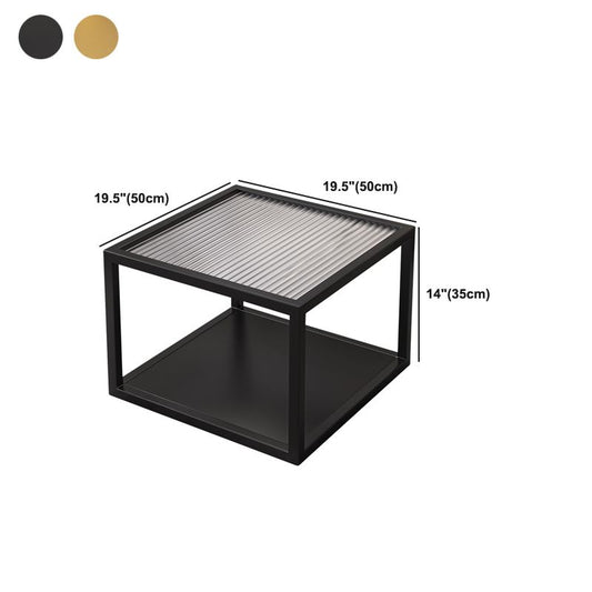 Square Minimalist Coffee Table Open Shelf Cocktail Table for Living Room
