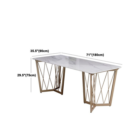 Set di dinette rettangolo contemporaneo 1/2/4/5/7 pezzi set da pranzo in marmo bianco