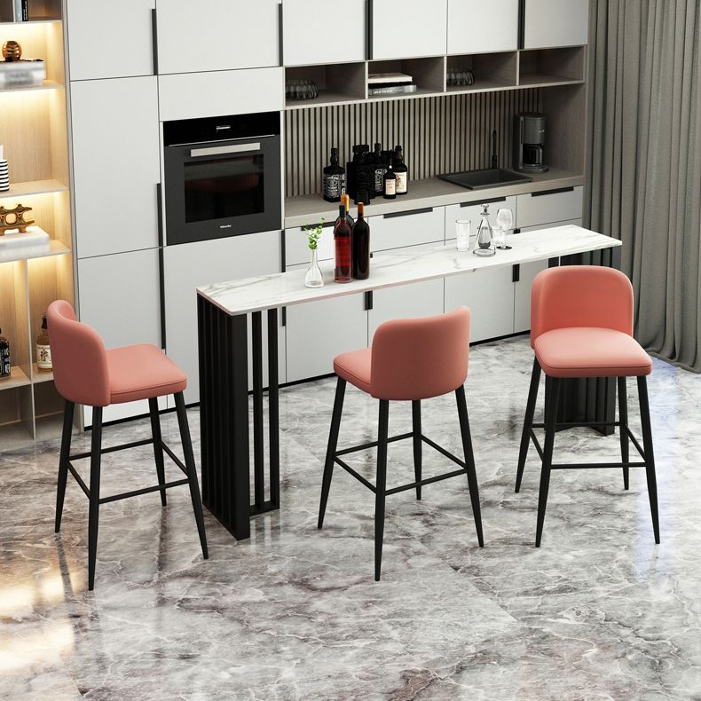 Modern Marble Table with Rectangle Table Top Black Double Pedestal Table - 42" H Clearhalo 'Bar Furniture' 'Bar Tables' 'bar_tables' 'furn' 'furn_bar_tables' 'Furniture' 'furniture_bar_tables' 'Kitchen & Dining Furniture' 1200x1200_23909e96-8ecd-42da-bee1-281a5c952c7c