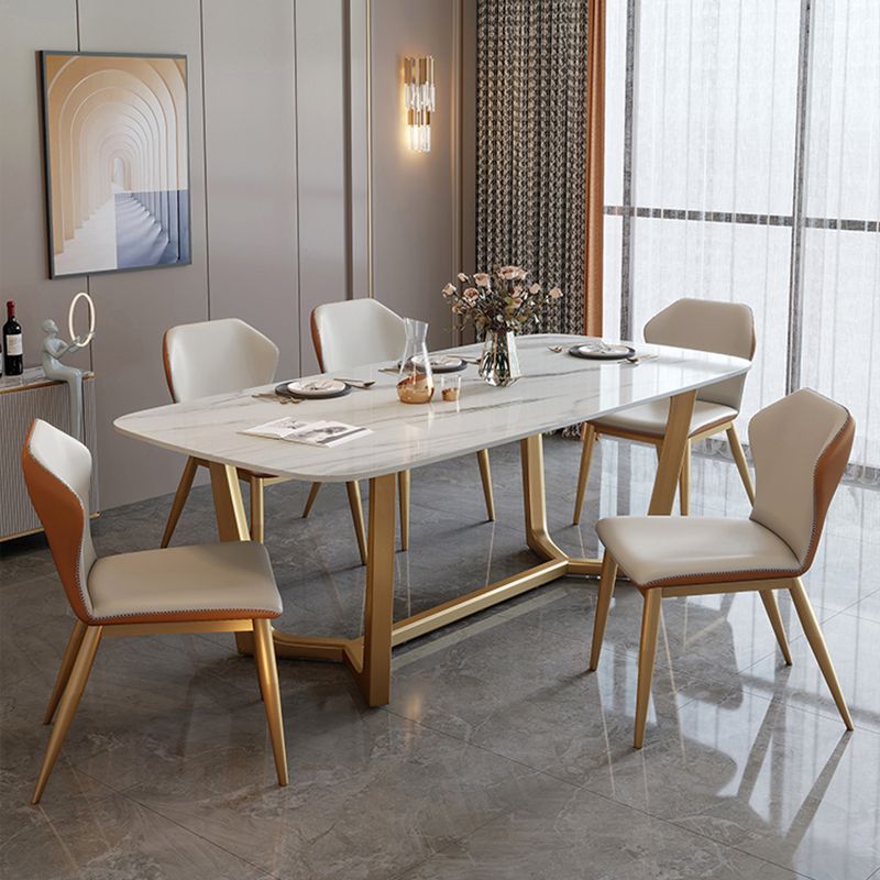 Nordic Glam Rectangle Sintered Stone Table Set 1/2/5/6/7 Pieces Dining Set