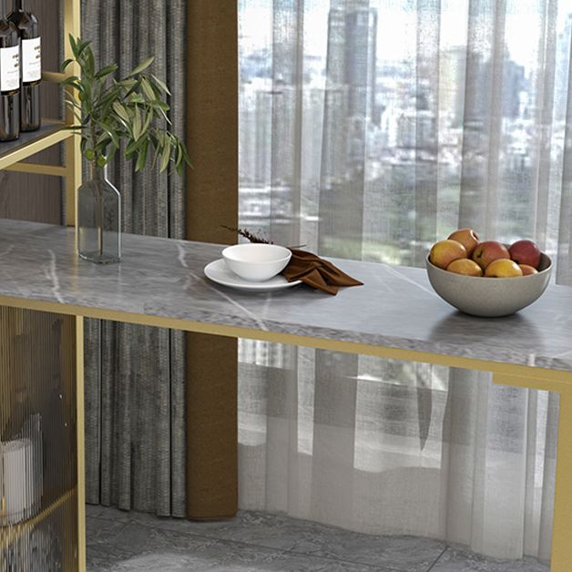 Modern Iron Bar Dining Table Stone Top Rectangle Indoor Bistro Table with Wine Rack Clearhalo 'Bar Furniture' 'Bar Tables' 'bar_tables' 'furn' 'furn_bar_tables' 'Furniture' 'furniture_bar_tables' 'Kitchen & Dining Furniture' 1200x1200_2393dcb8-b220-45b5-a163-a56342eb0793