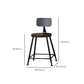 Modern Armless Backrest Counter Stool Iron Bar Stool with Wooden Seat for Bar
