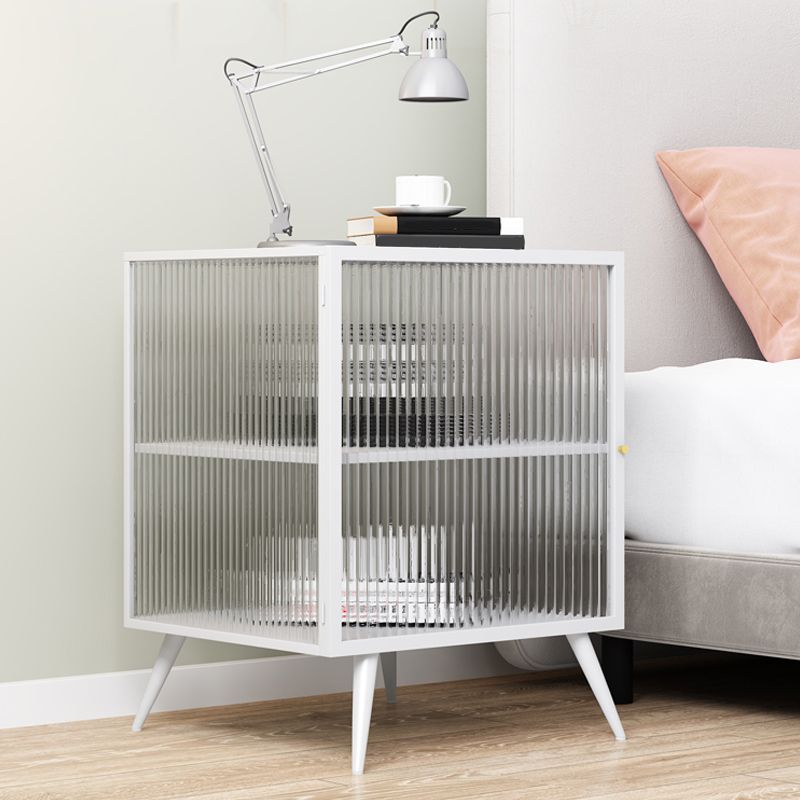 Modern Lower Shelf Nightstand Metal Bedside Cabinet with Glass Door for Bedroom Clearhalo 'Bedroom Furniture' 'furn' 'furn_night_stand' 'Furniture' 'night_stand' 'Nightstands' 1200x1200_23956ed2-78e5-4d3d-bae0-14f3fccf5bc6
