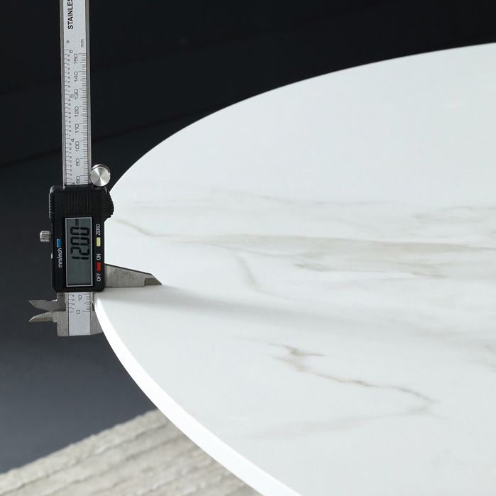 Table de pierre blanche de style moderne table à manger ronde pour la cuisine