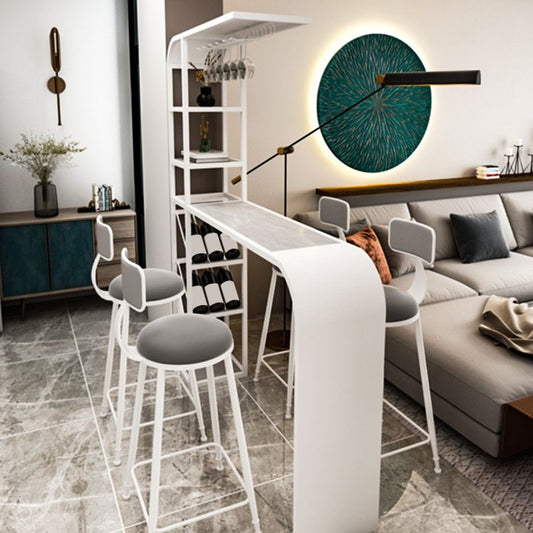 コンテンポラリースタイルの長方形バーテーブルストーンバーの高さのテーブルとストレージ