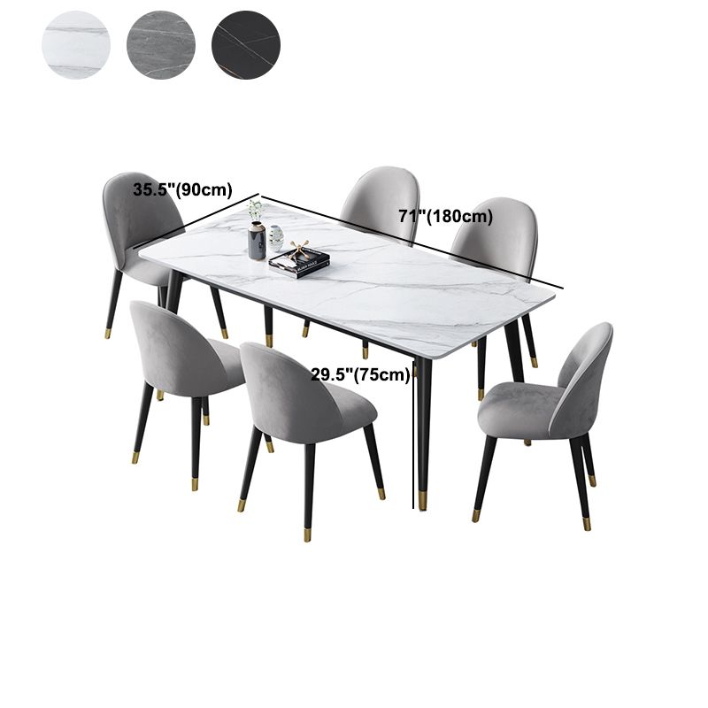 Rectangle 4 Legs Dining Table Modern Dining Room Table of Sintered Stone Clearhalo 'Dining Tables & Seating' 'Dining Tables' 'dining_table' 'furn' 'furn_dining_table' 'Furniture' 'Kitchen & Dining Furniture' 1200x1200_23988c6b-8401-4705-bbe5-17f5bf630a5a