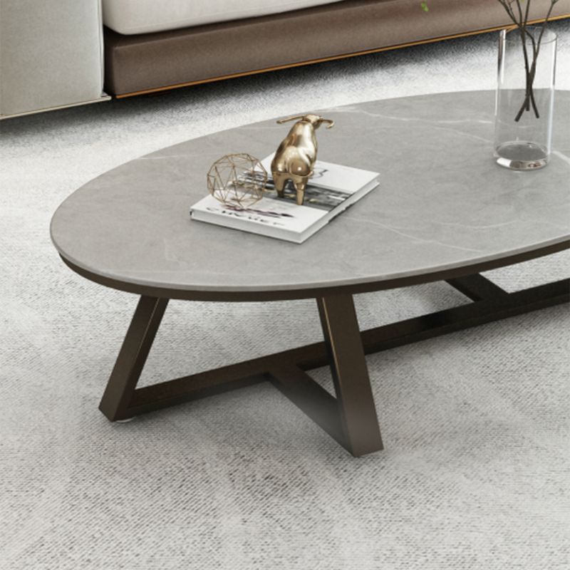 Glam Iron Cross Legs Cocktail Table Oval Slate Top Coffee Table Clearhalo 'Coffee & Accent Tables' 'Coffee Tables' 'coffee_tables' 'furn' 'furn_coffee_tables' 'Furniture' 'Living Room Furniture' 1200x1200_2399188b-30e5-4529-8248-c741595c9718