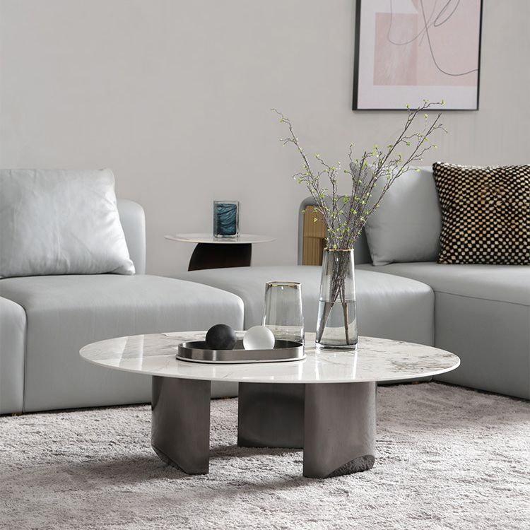 Glam Round Slate Cocktail Table Stainless Steel 3 Legs Coffee Table Clearhalo 'Coffee & Accent Tables' 'Coffee Tables' 'coffee_tables' 'furn' 'furn_coffee_tables' 'Furniture' 'Living Room Furniture' 1200x1200_239a60c5-eea4-4342-9139-59327b47393a