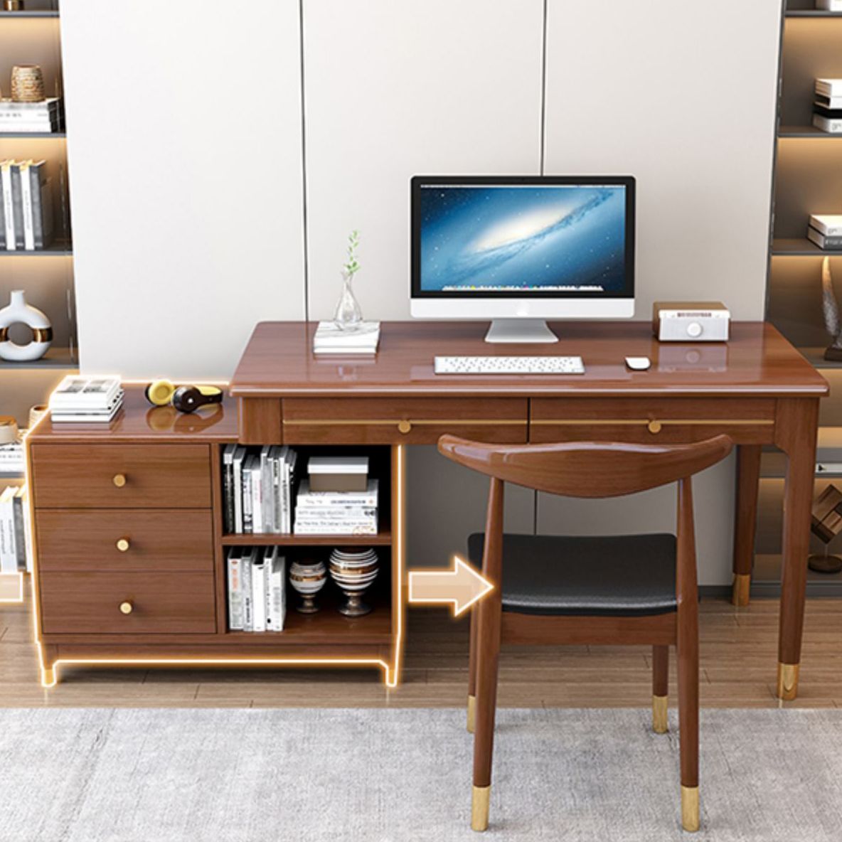 Rubberwood Storage and Drawers Writing Desk Rectangular Office Desk without Chair Clearhalo 'furn' 'furn_office_desk' 'Furniture' 'Office Desks' 'Office Furniture' 'office_desk' 1200x1200_239de973-ddcd-47c8-afd4-389df666a50f