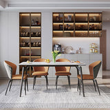 Mesa de comedor de piedra blanca rectangular contemporánea con piernas