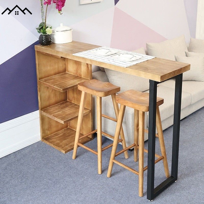 Modern Bar Wine Table with Storage Indoor Rectangle Counter Height Table in Natural Clearhalo 'Bar Furniture' 'Bar Tables' 'bar_tables' 'furn' 'furn_bar_tables' 'Furniture' 'furniture_bar_tables' 'Kitchen & Dining Furniture' 1200x1200_239f1506-f8df-4743-b00e-623958eca4ef