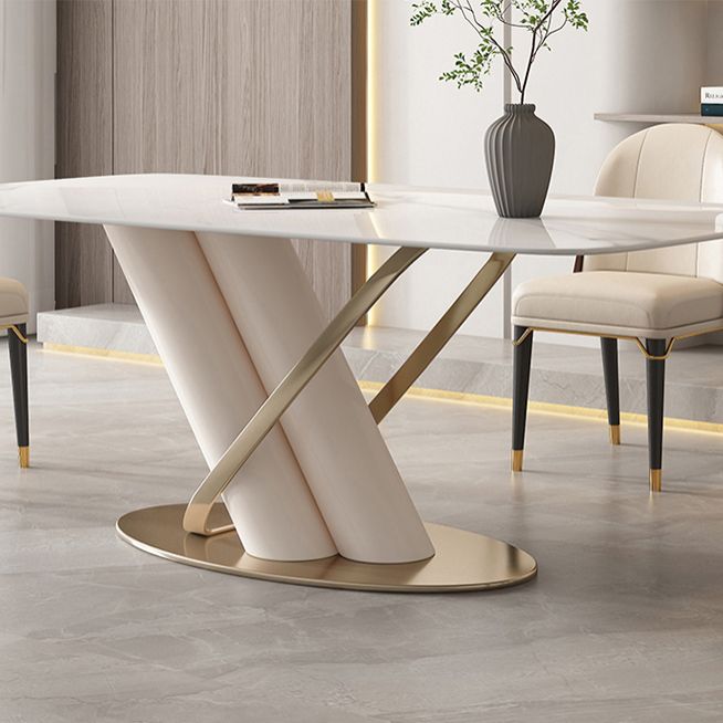 Contemporary Rectangle Shape Sintered Stone Top Dining Set Standard Kitchen Dining Set in White Clearhalo 'Dining Room Sets' 'Dining Tables & Seating' 'dining_room_set' 'furn' 'furn_dining_room_set' 'Furniture' 'furniture_dining_room_set' 'Kitchen & Dining Furniture' 'kitchen&dining_furn' 'kitchen' 1200x1200_23a0d985-4b1f-4aa9-8fb5-75b30b4f3d4c