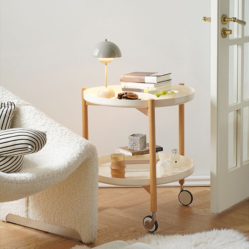 Dia 22.2" Round Side Table Modern Tray Top End Table with Casters Clearhalo 'Coffee & Accent Tables' 'End & Side Tables' 'end_side_tables' 'furn' 'furn_end_side_tables' 'Furniture' 'Living Room Furniture' 1200x1200_23a2bb7b-0eb2-47fb-a0c4-534d554f80f2