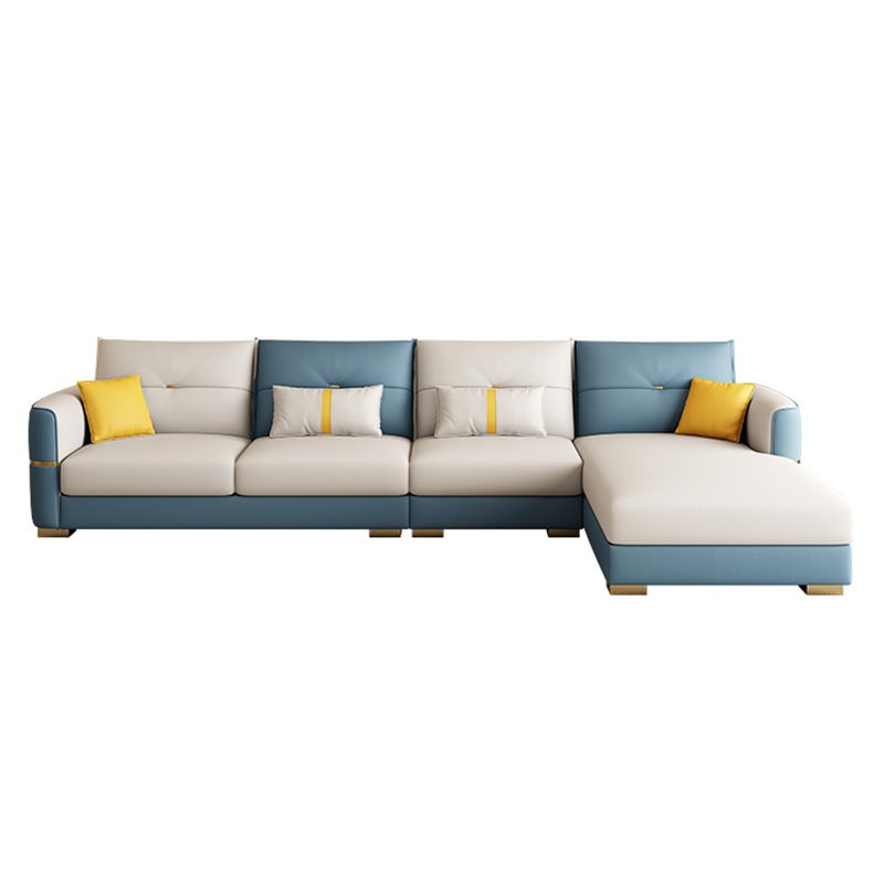 Sqaure Arm Tufted Back Sectional Luxurious 4-seat Sectional Sofa Clearhalo 'furn' 'furn_sectionals' 'Furniture' 'Living Room Furniture' 'Sectionals' 1200x1200_23a63985-851f-461b-9cf1-489114ae3104