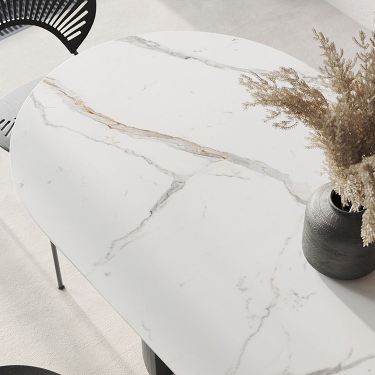 Stone Top Dining Table Traditional Luxury Oval Table with Sled Base