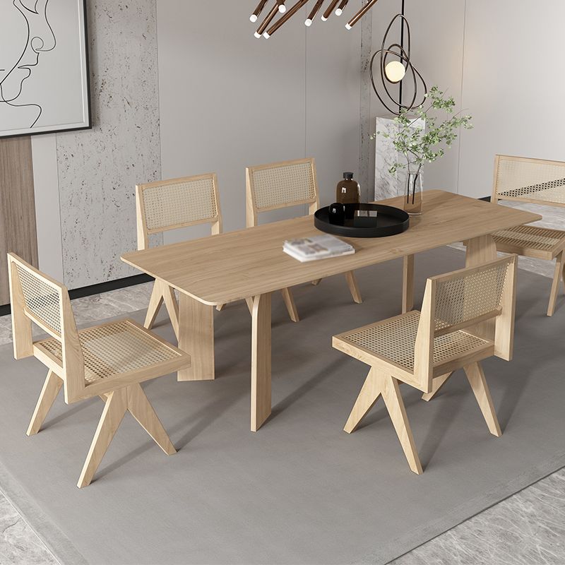 4 Natural Finish Legs Dining Table Modern Solid Wood Rectangle Dining Table Clearhalo 'Dining Tables & Seating' 'Dining Tables' 'dining_table' 'furn' 'furn_dining_table' 'Furniture' 'furniture_dining_table' 'Kitchen & Dining Furniture' 1200x1200_23a9a453-fc15-4ae2-9001-fbb2122c19a3