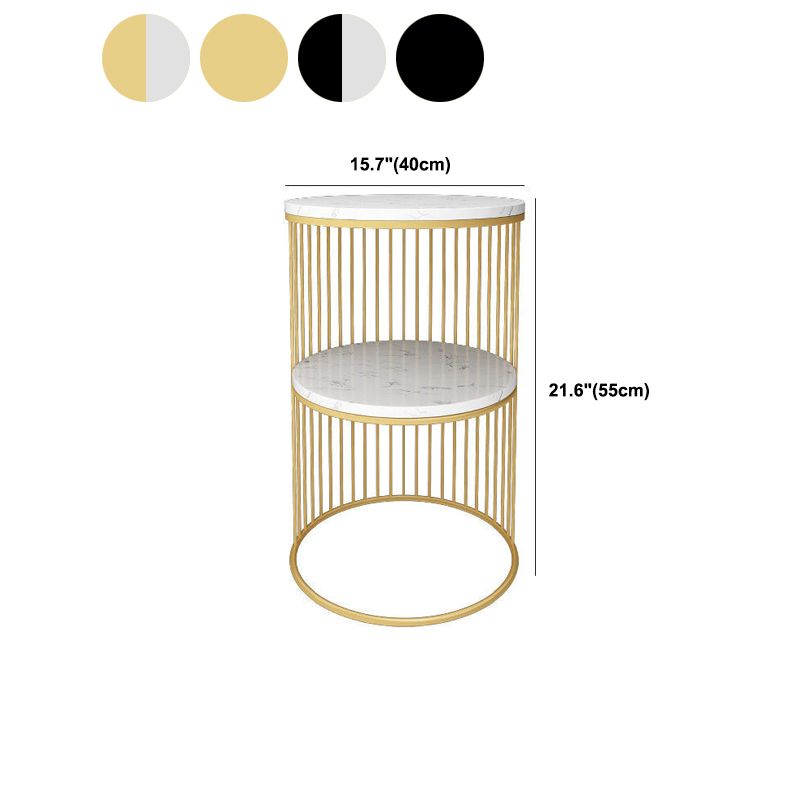 1 Drum Round End Table Mid-Century Double Tier Side End Table