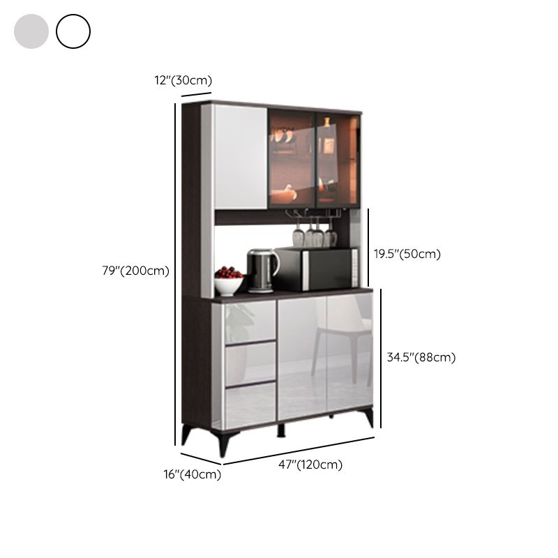 Contemporary Sideboard Cabinet Engineered Wood Sideboard Table with Lighting