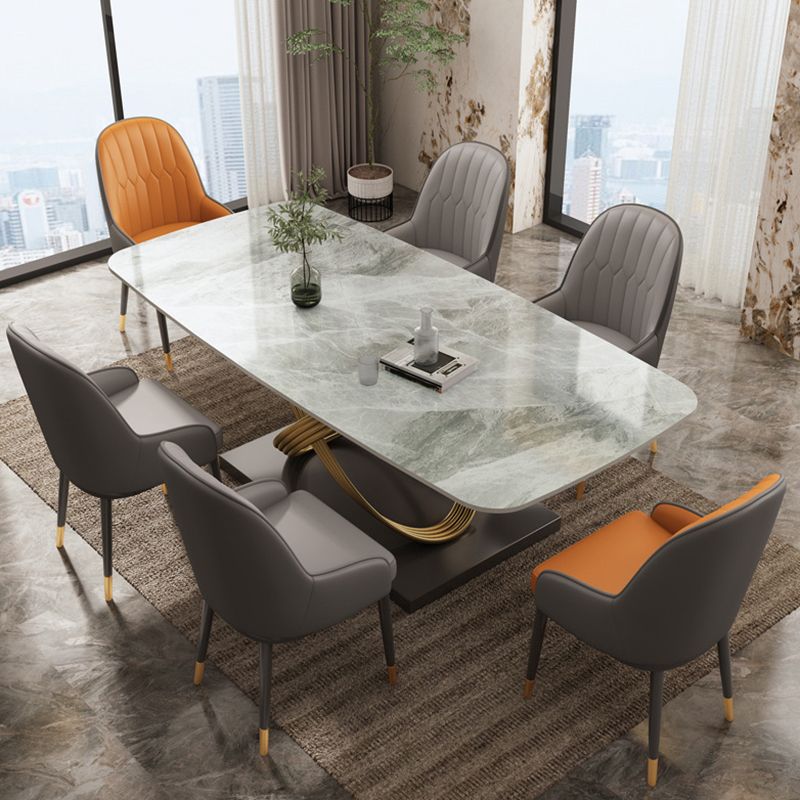 Table de salle à manger en pierre rectangulaire de Table de dinette de Style Glam pour la maison