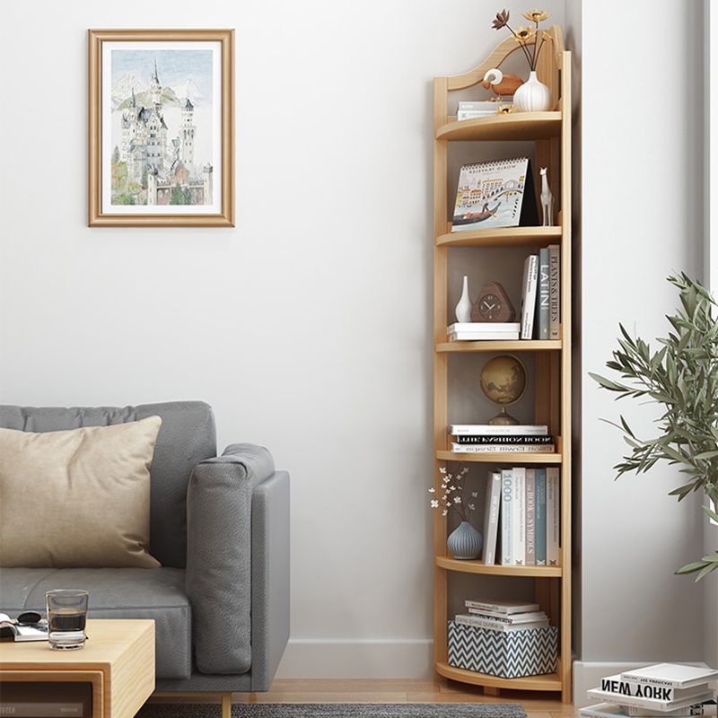 Modern Style Corner Bookshelf Solid Wood Vertical Bookcase for Home