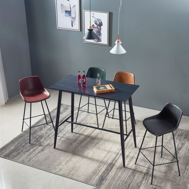 Contemporary Bar-stool PU Leather Counter Bar Stool for Kitchen with 4 Metal Legs Clearhalo 'Bar Furniture' 'Bar Stools' 'bar_stools' 'furn' 'furn_bar_stools' 'Furniture' 'Kitchen & Dining Furniture' 1200x1200_23ac8bc2-8f53-45b5-8663-1352b90af56b