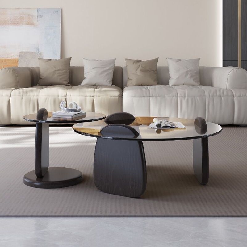 Glass Top Coffee Table Contemporary 3 Legs Coffee Cocktail Table Clearhalo 'Coffee & Accent Tables' 'Coffee Tables' 'coffee_tables' 'furn' 'furn_coffee_tables' 'Furniture' 'Living Room Furniture' 1200x1200_23ad9b80-292d-461e-b9fd-66746870ae66