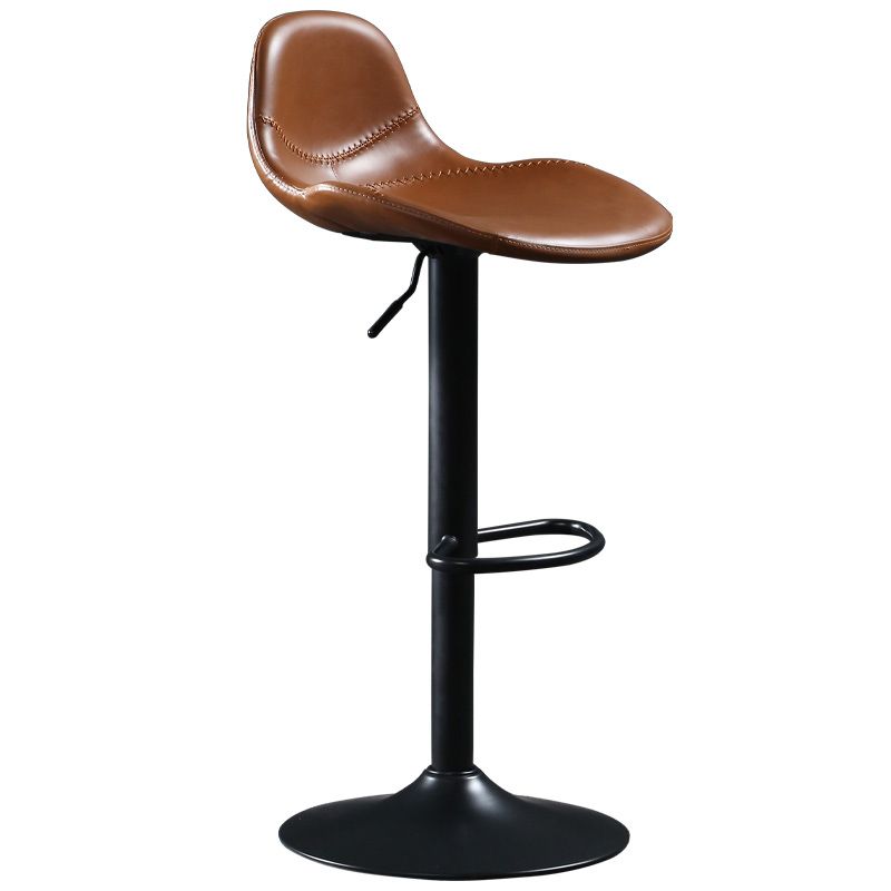 Indoor Industrial Metal Legs Faux Leather Upholstered Bar Stools