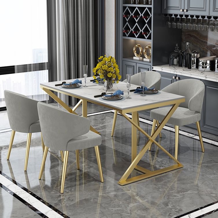 Glam 1/5 Pieces Dining Set Rectangle Stone Dining Table Set for Dining Room Clearhalo 'Dining Room Sets' 'Dining Tables & Seating' 'dining_room_set' 'furn' 'furn_dining_room_set' 'Furniture' 'furniture_dining_room_set' 'Kitchen & Dining Furniture' 1200x1200_23b09510-c4d5-4a55-94d9-76cf87a7e682