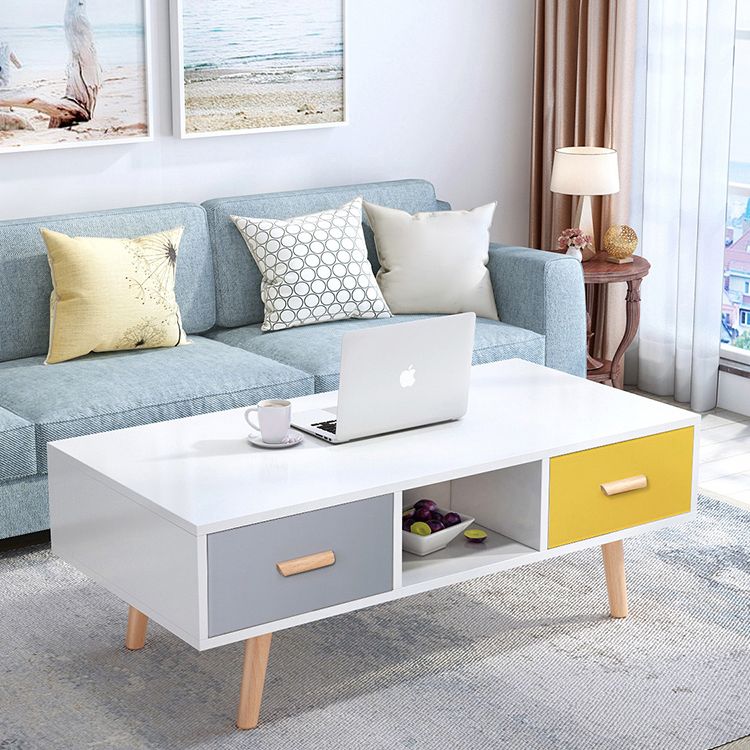 Modern 4 Legs Cocktail Table Wood 1 Single Coffee Table with Drawers Clearhalo 'Coffee & Accent Tables' 'Coffee Tables' 'coffee_tables' 'furn' 'furn_coffee_tables' 'Furniture' 'furniture_coffee_tables' 'Living Room Furniture' 1200x1200_23b5beab-0161-4182-900e-a9b9df8ad0bc