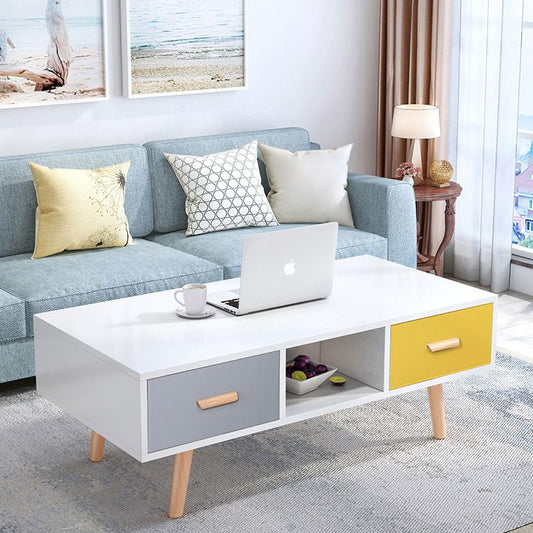 Modern 4 Legs Cocktail Table Wood 1 Single Coffee Table with Drawers Clearhalo 'Coffee & Accent Tables' 'Coffee Tables' 'coffee_tables' 'furn' 'furn_coffee_tables' 'Furniture' 'furniture_coffee_tables' 'Living Room Furniture' 1200x1200_23b5beab-0161-4182-900e-a9b9df8ad0bc